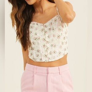 Altar’d State Claudia Corset Floral Cream Women's Top